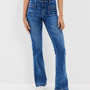 American Eagle Next Level Super High-Waisted Flare Jean in Blue Tides